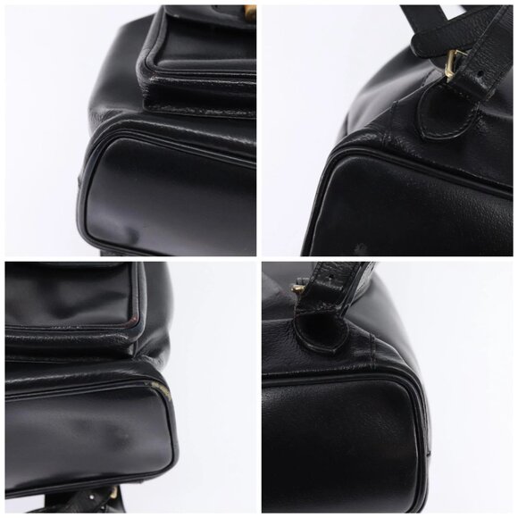 GUCCI Bamboo Backpack Leather Navy Gold 003 2058 0016 Auth gh884 - Picture 15 of 16